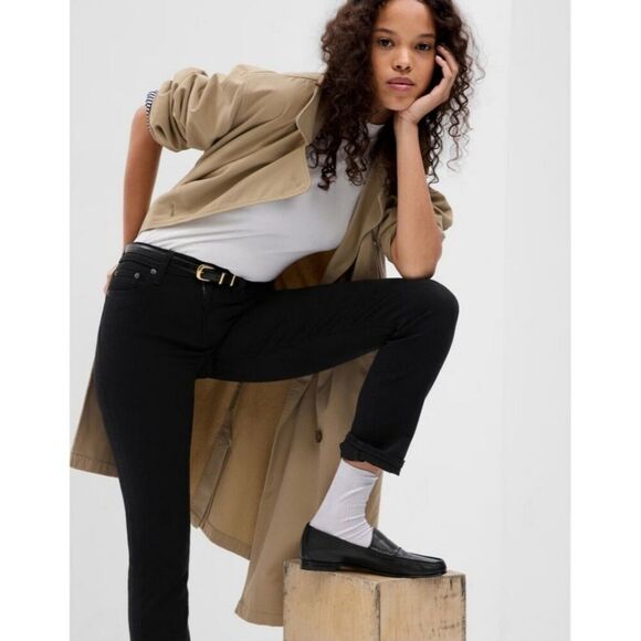 GAP Classic Straight Mid-Rise Denim, Black, Size 6 Tall, NWT - Picture 3 of 13